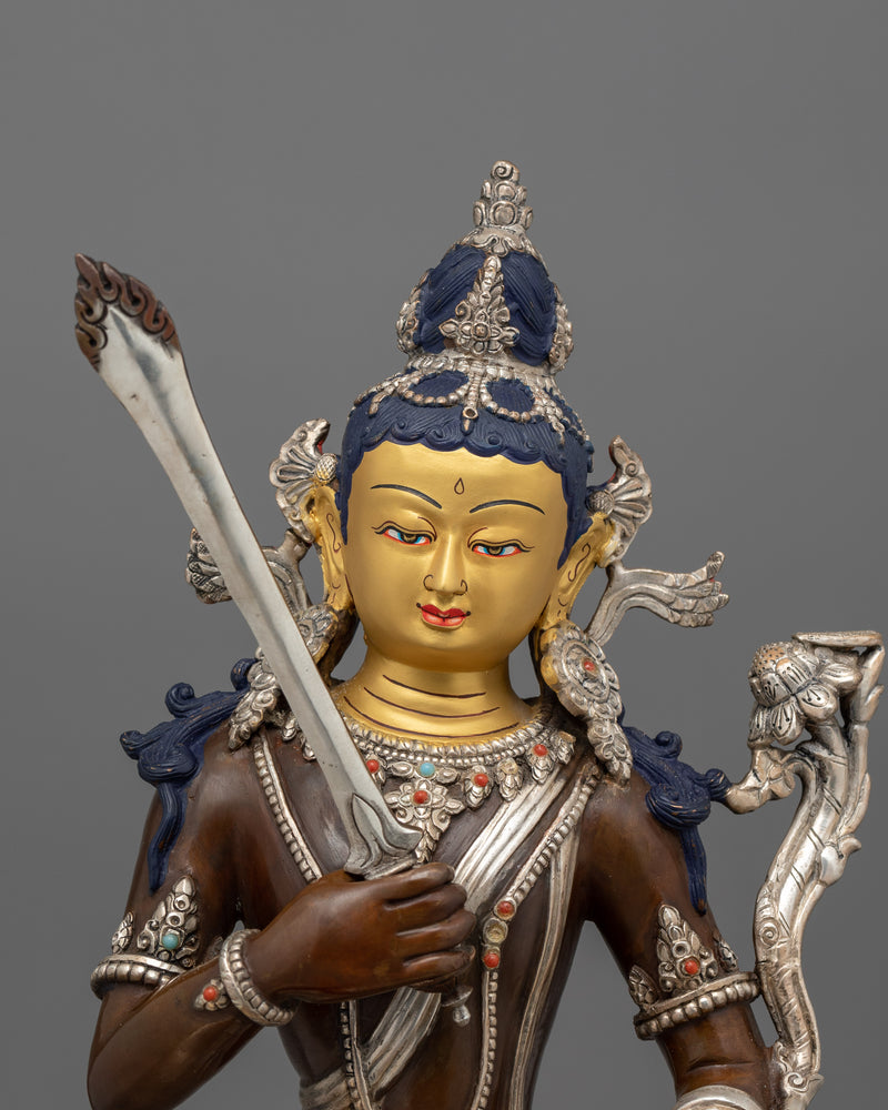 Buddhist Knowledge Deity Manjushri Statue | Spiritual Himalayan Craftsmanship