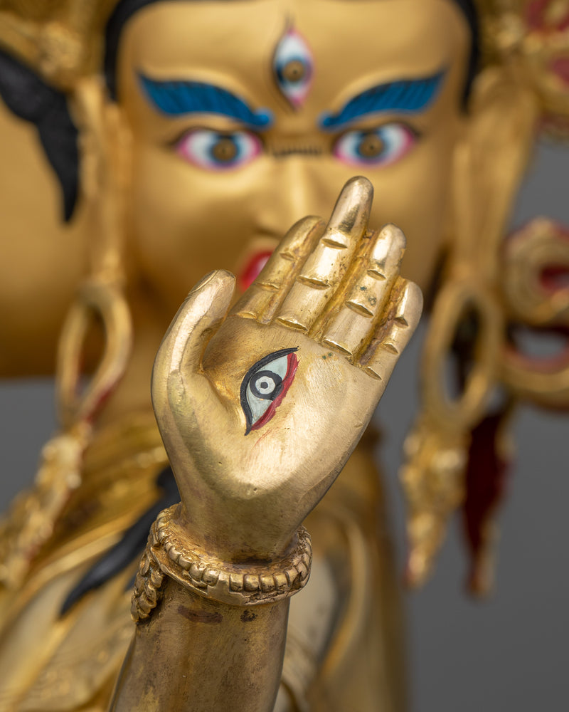 Handmade Buddhist Ushnishavijaya Sculpture | Three Face FierceDakini Deity