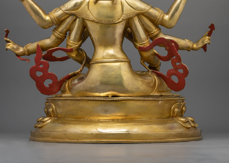 Handmade Buddhist Ushnishavijaya Sculpture | Three Face FierceDakini Deity