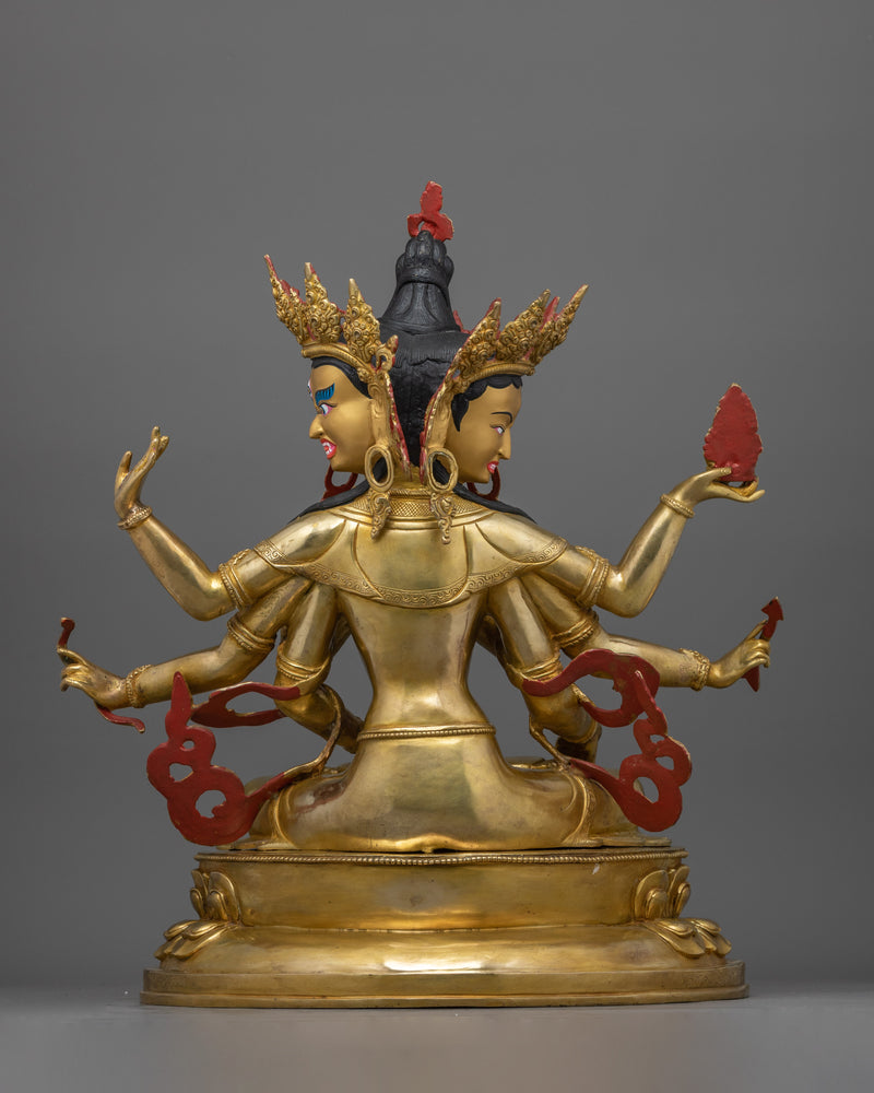 Handmade Buddhist Ushnishavijaya Sculpture | Three Face FierceDakini Deity