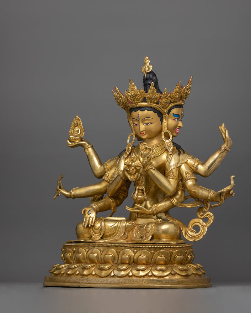 Handmade Buddhist Ushnishavijaya Sculpture | Three Face FierceDakini Deity