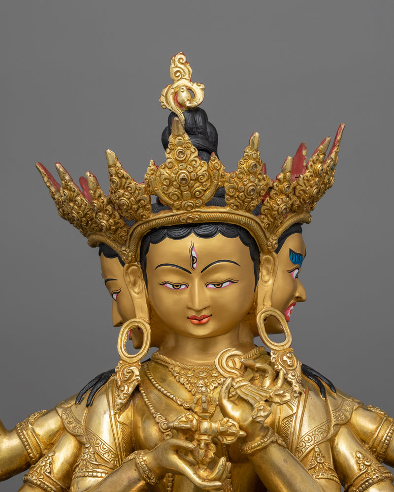 Handmade Buddhist Ushnishavijaya Sculpture | Three Face FierceDakini Deity