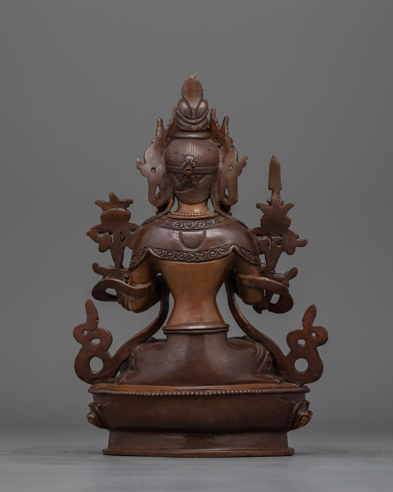 Spiritual Wisdom Figure of Bodhisattva Manjushri | Handcrafted Meditation and Study Decor