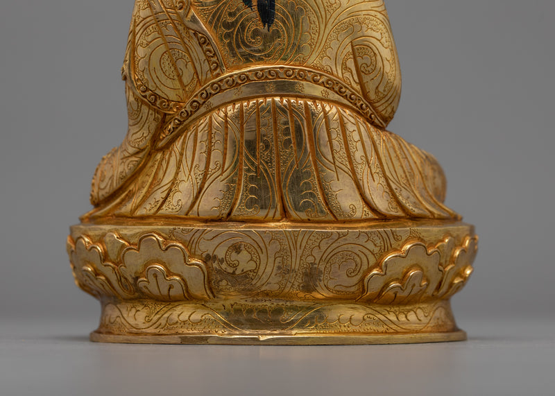 Semi-Wrathful Guru Norla Statue | 24K Gold Gilded Copper Buddhist Sculpture