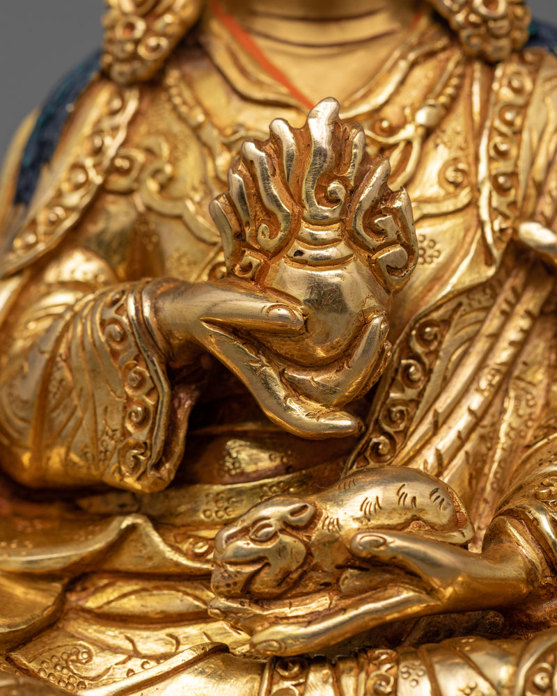 Semi-Wrathful Guru Norla Statue | 24K Gold Gilded Copper Buddhist Sculpture