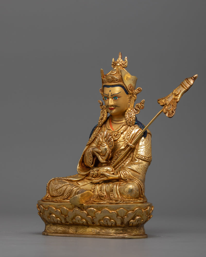 Semi-Wrathful Guru Norla Statue | 24K Gold Gilded Copper Buddhist Sculpture