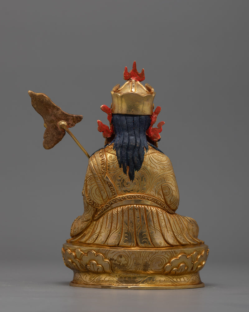 Semi-Wrathful Guru Norla Statue | 24K Gold Gilded Copper Buddhist Sculpture