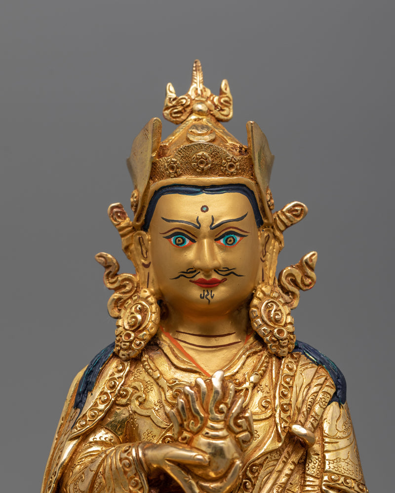 Semi-Wrathful Guru Norla Statue | 24K Gold Gilded Copper Buddhist Sculpture