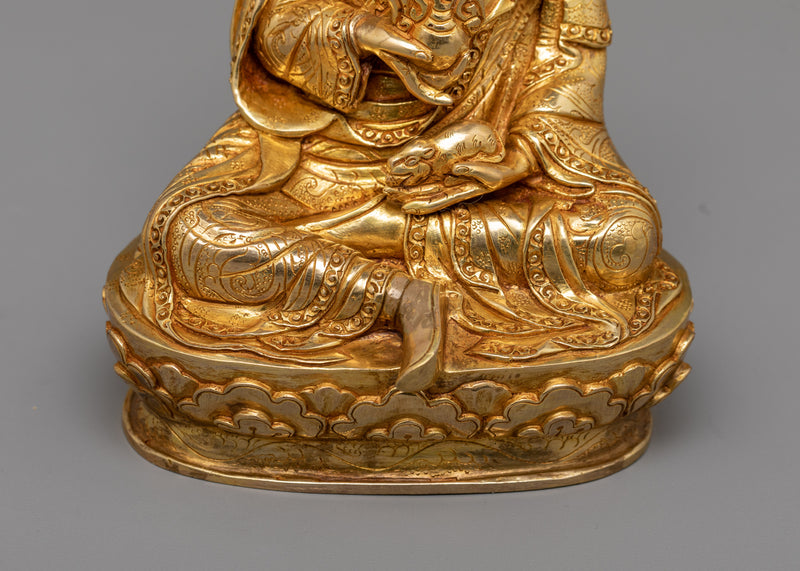 Semi-Wrathful Guru Norla Statue | 24K Gold Gilded Copper Buddhist Sculpture