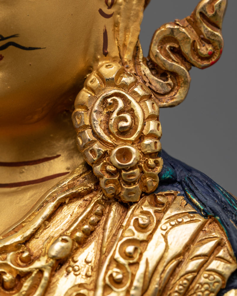 Semi-Wrathful Guru Norla Statue | 24K Gold Gilded Copper Buddhist Sculpture