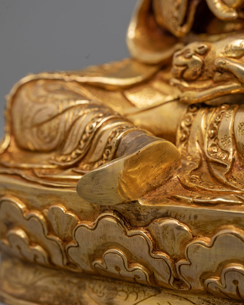 Semi-Wrathful Guru Norla Statue | 24K Gold Gilded Copper Buddhist Sculpture