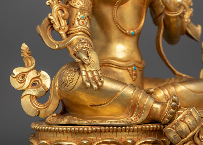 Tibetan Buddhism Green Tara 24K Gold Copper Figure | Mother of Liberation Art