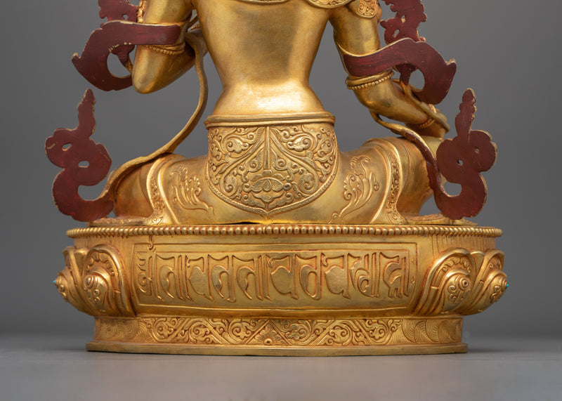 Tibetan Buddhism Green Tara 24K Gold Copper Figure | Mother of Liberation Art