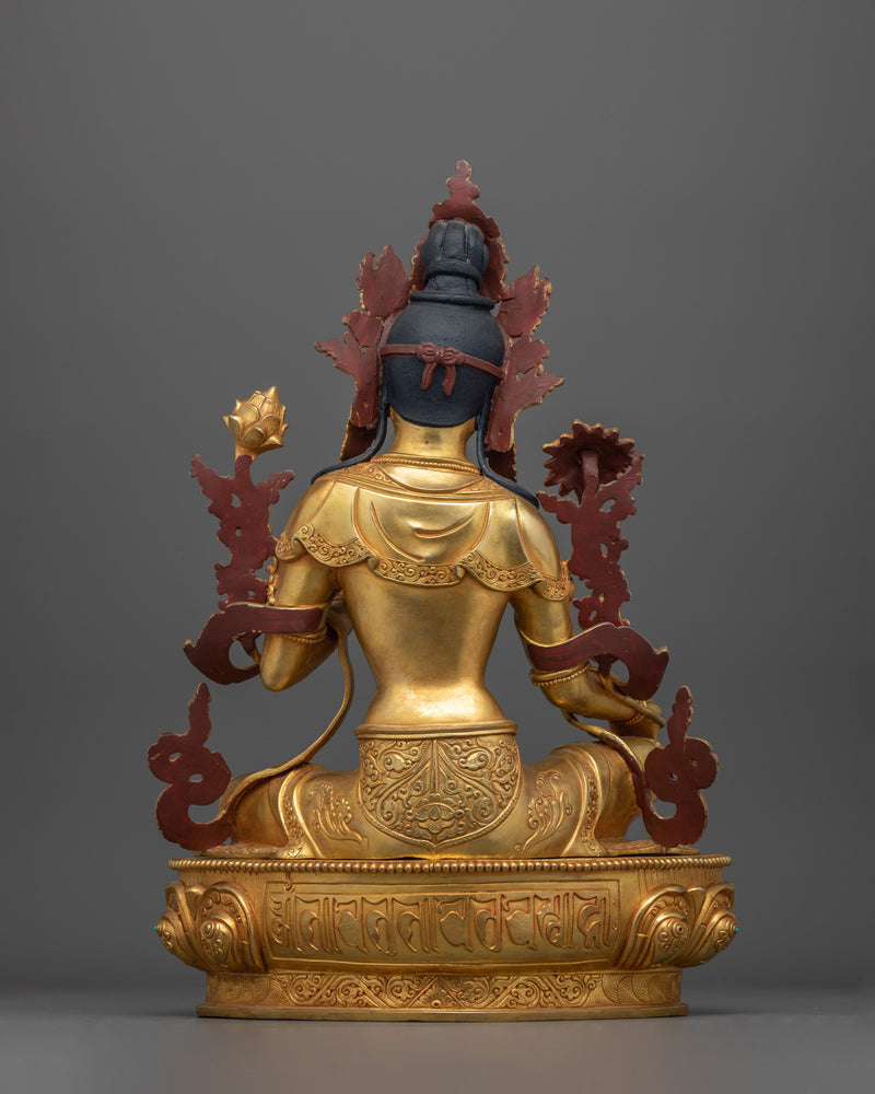 Tibetan Buddhism Green Tara 24K Gold Copper Figure | Mother of Liberation Art