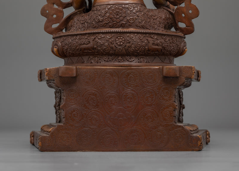 Handicraft Dzambhala Statue with Mongoose | Oxidized Copper Buddhist Artwork