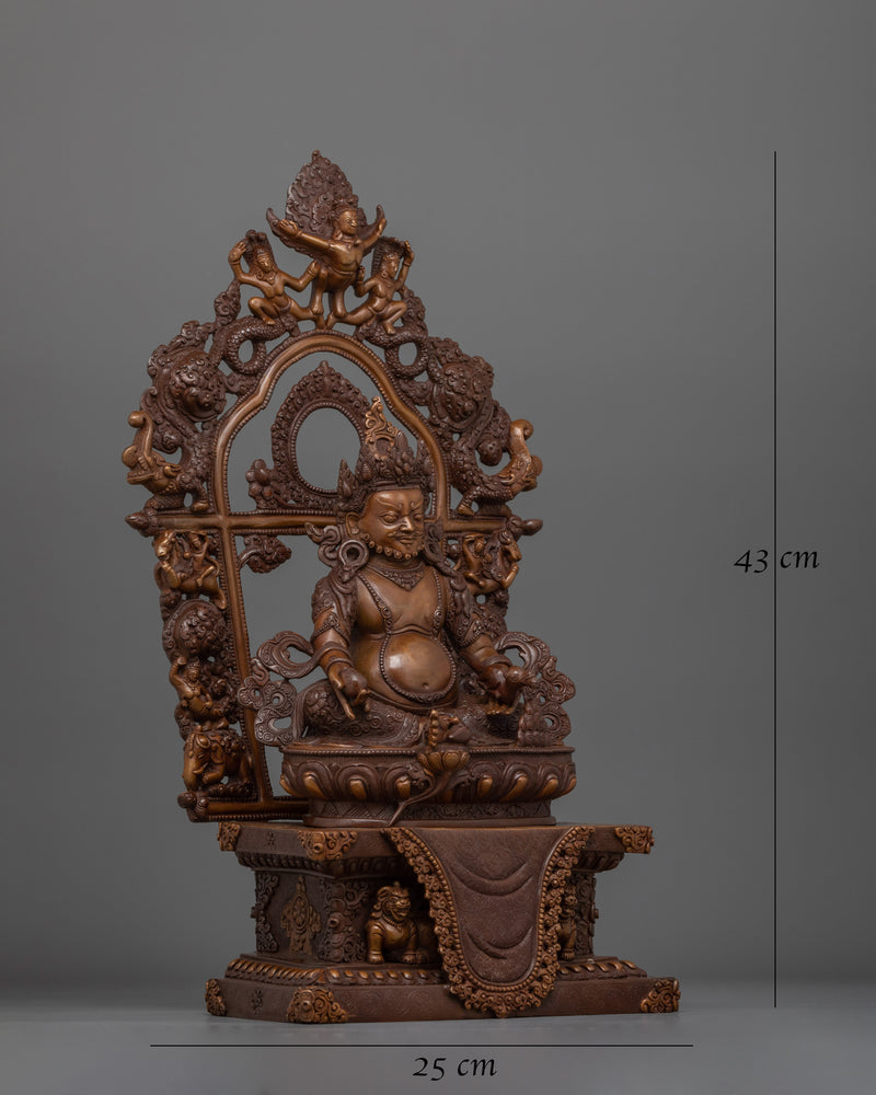 Handicraft Dzambhala Statue with Mongoose | Oxidized Copper Buddhist Artwork