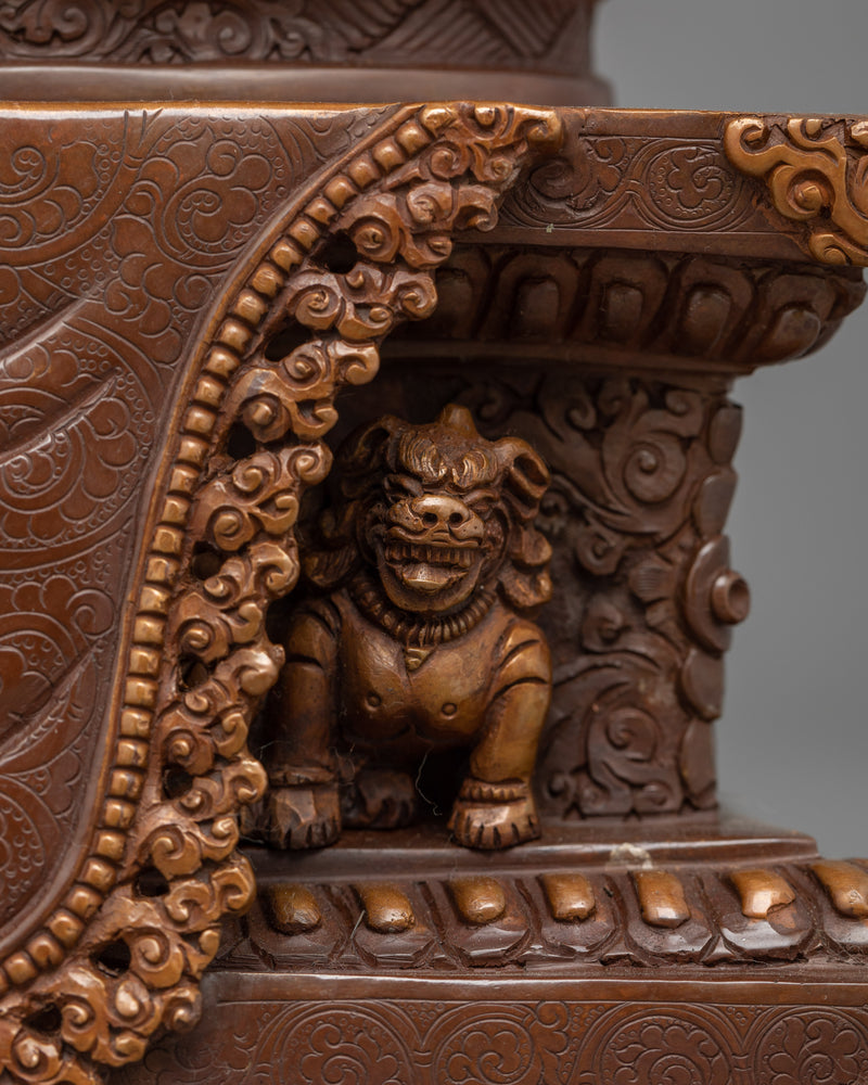 Handicraft Dzambhala Statue with Mongoose | Oxidized Copper Buddhist Artwork