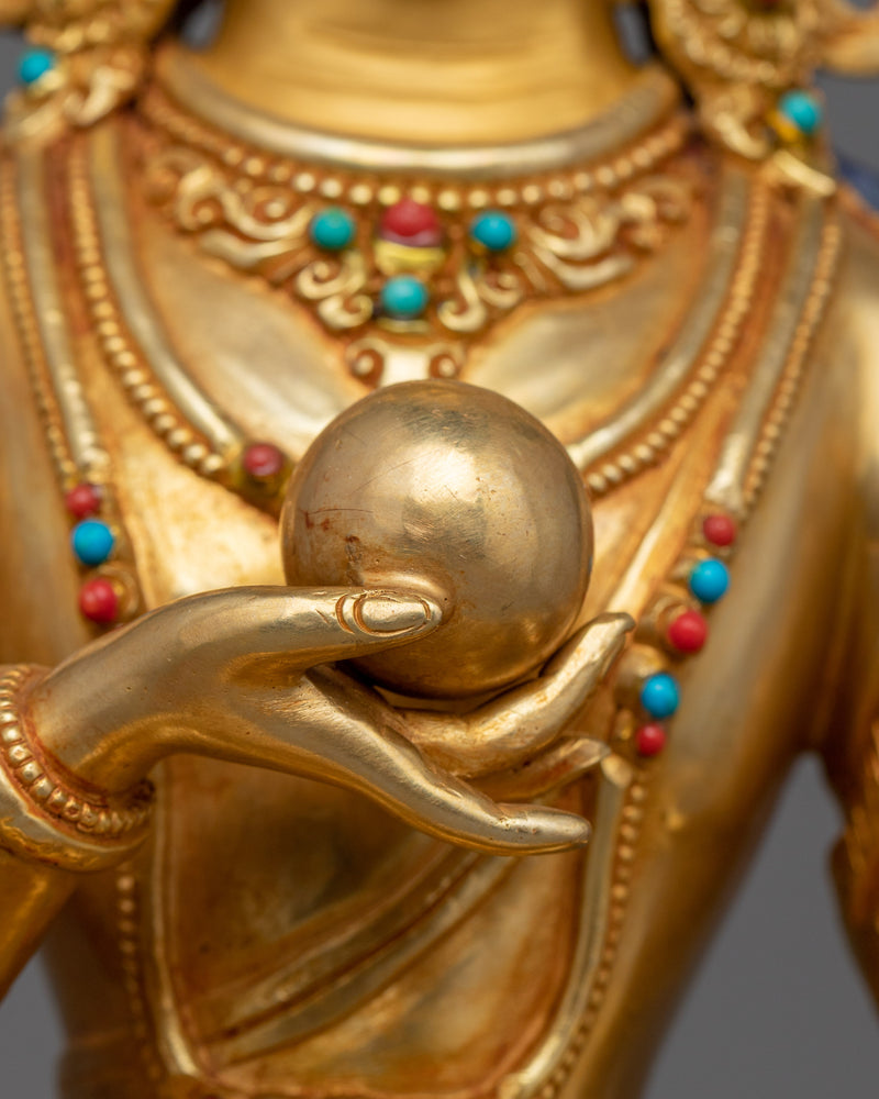 Statue of Kshitigarbha Holding Chintamani | 24K Gold Gilded Copper Artwork