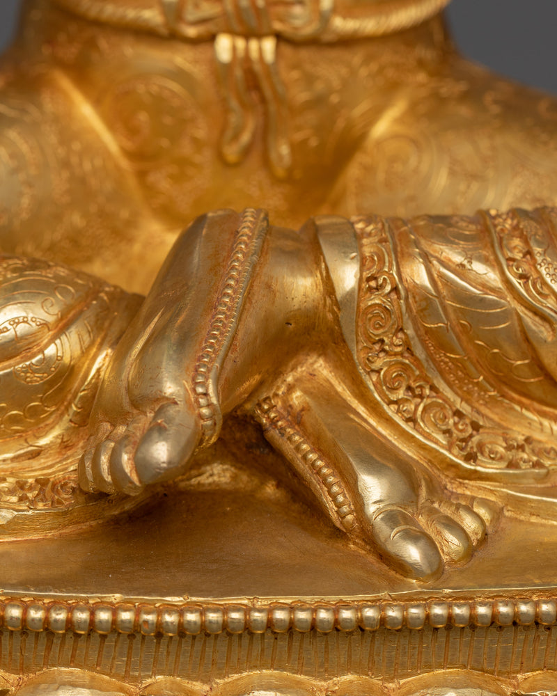 Statue of Kshitigarbha Holding Chintamani | 24K Gold Gilded Copper Artwork