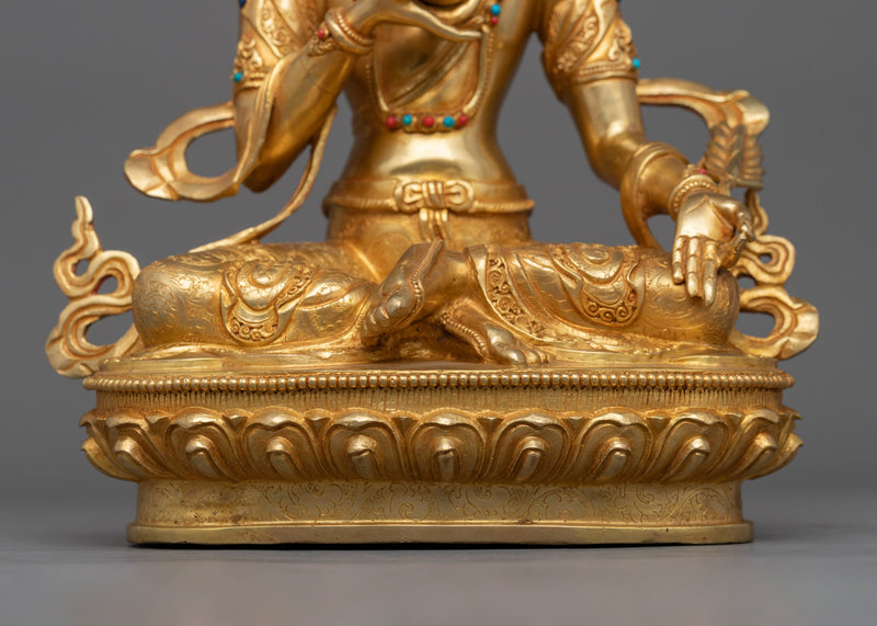 Statue of Kshitigarbha Holding Chintamani | 24K Gold Gilded Copper Artwork