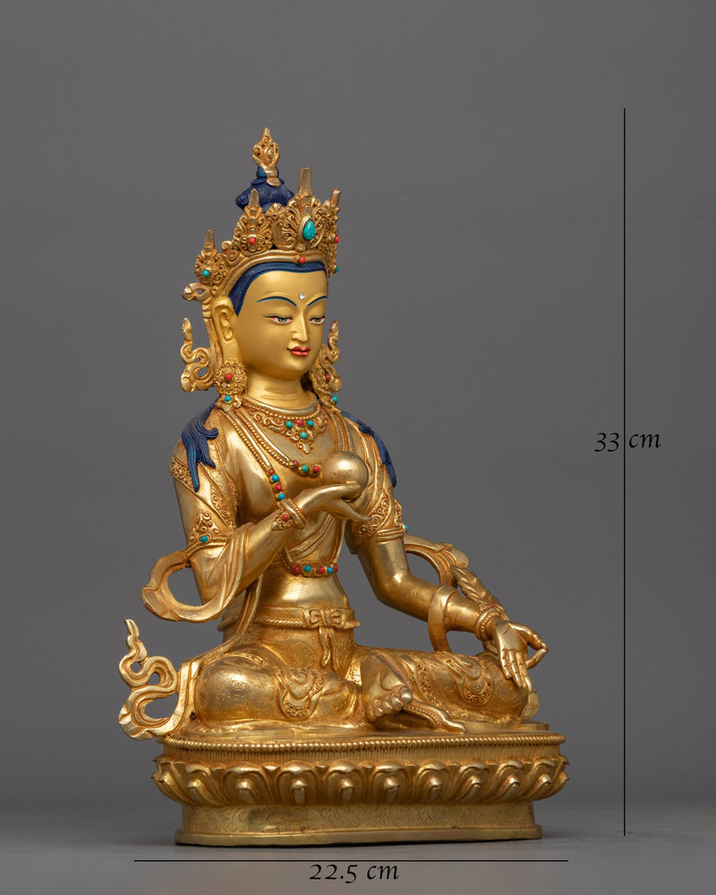 Statue of Kshitigarbha Holding Chintamani | 24K Gold Gilded Copper Artwork