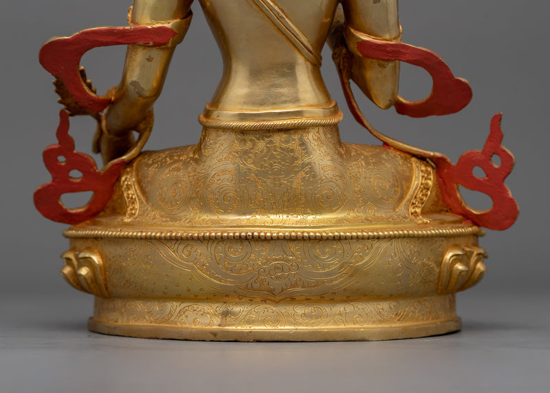 Statue of Kshitigarbha Holding Chintamani | 24K Gold Gilded Copper Artwork