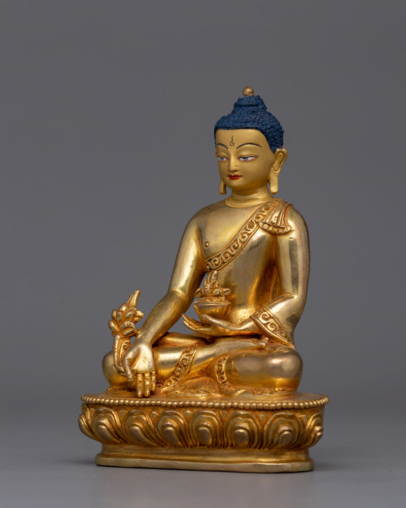 Dhyani Buddha of Healing Artwork | Handcrafted 24K Gold Gilded Statue