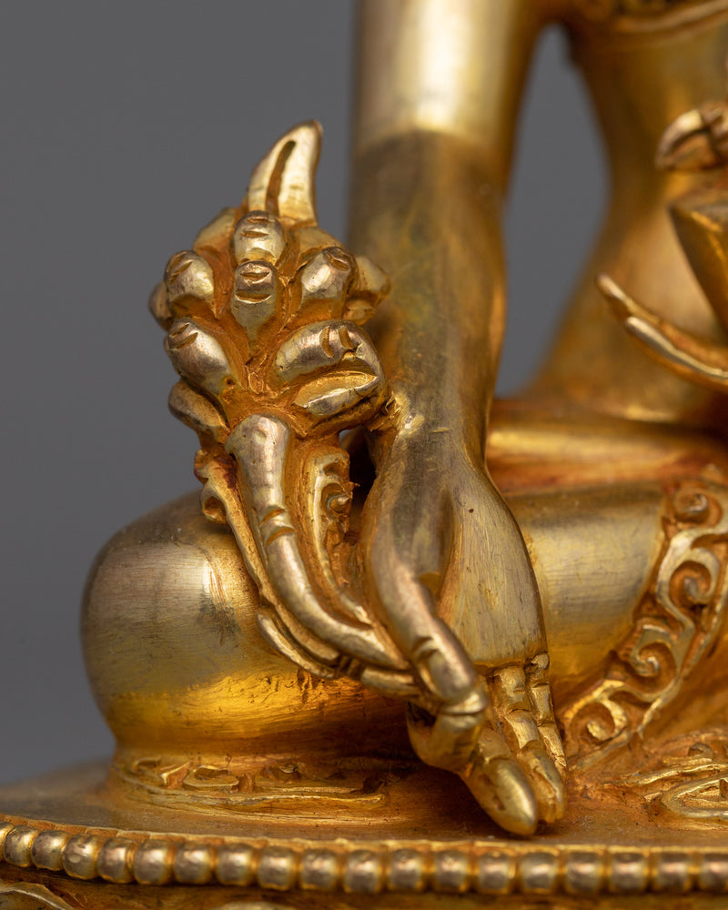 Dhyani Buddha of Healing Artwork | Handcrafted 24K Gold Gilded Statue