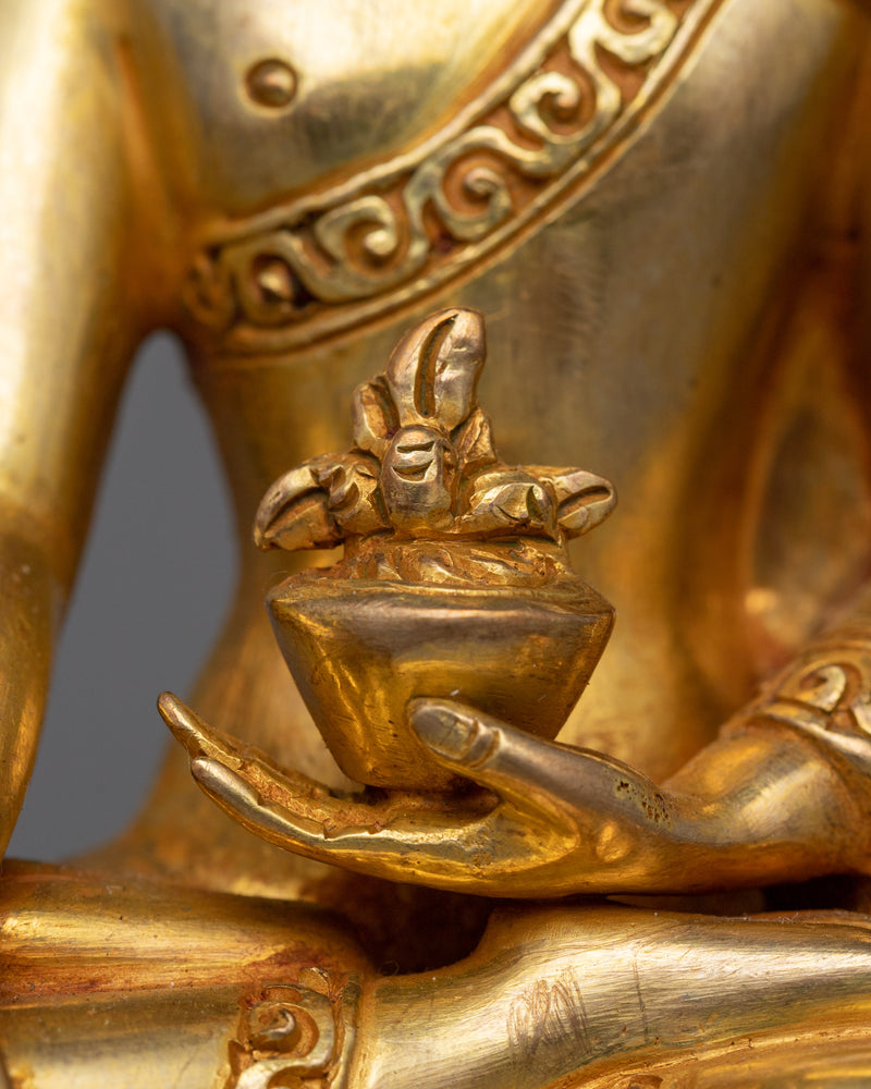 Dhyani Buddha of Healing Artwork | Handcrafted 24K Gold Gilded Statue