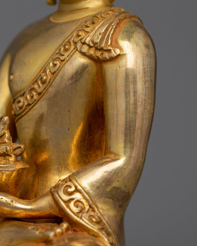 Dhyani Buddha of Healing Artwork | Handcrafted 24K Gold Gilded Statue