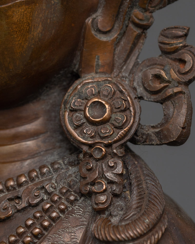 Handcarved Oxidized Small Chenrezig Statue | Tibetan Shrine Decor