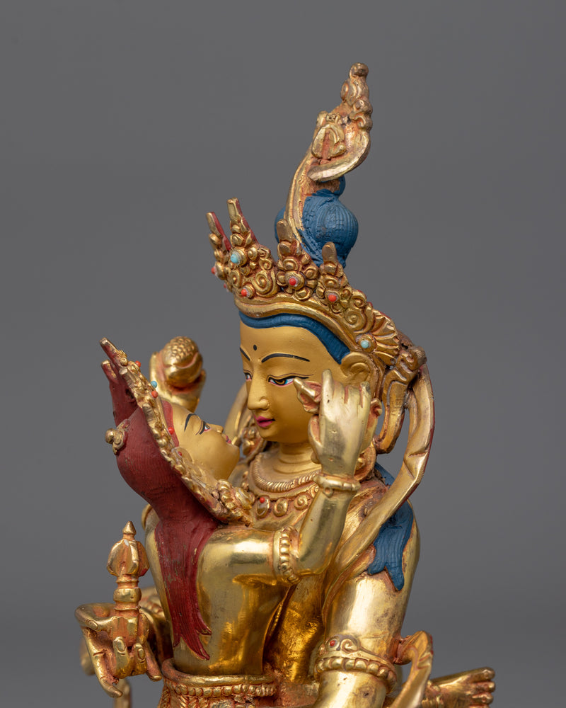 Tranquil Vajrasattva with Consort Figurine | 24K Gold Gilded Sacred Art