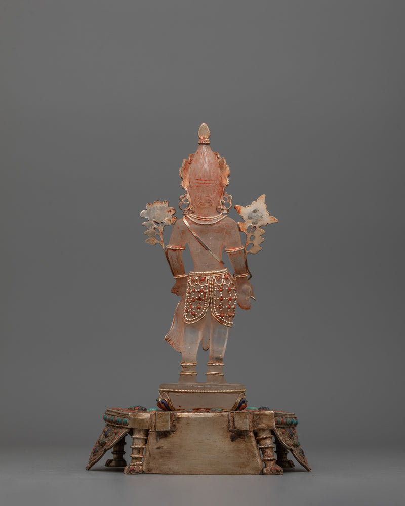 Spiritual Crystal Avalokiteshvara Statue | Radiant Gemstone Buddhist Artwork