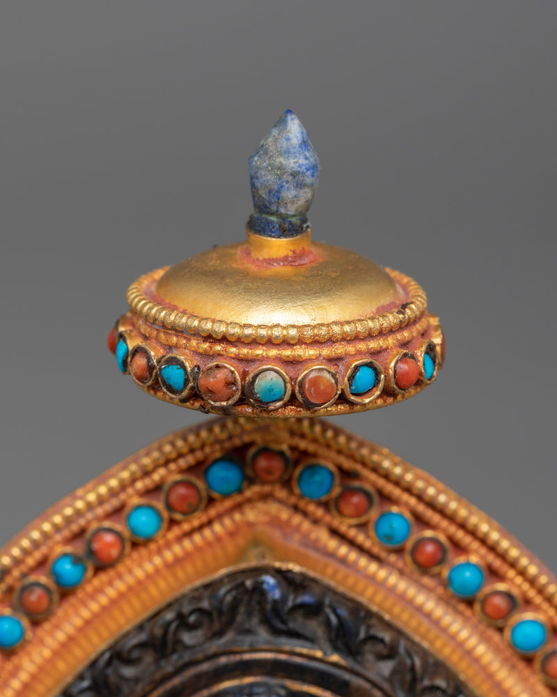 Future Buddha Maitreya Sculpture | Lapis Stone and Gold Art