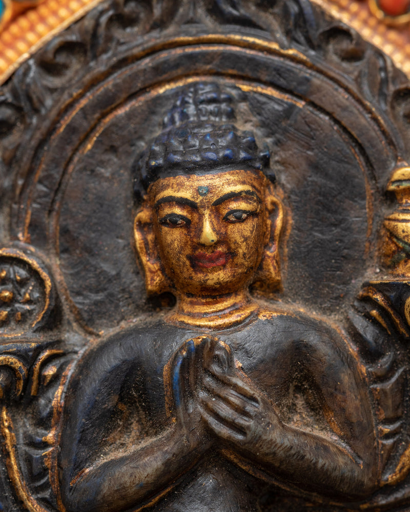 Future Buddha Maitreya Sculpture | Lapis Stone and Gold Art