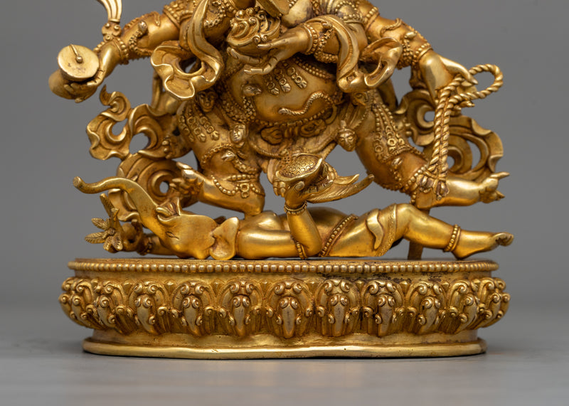 Wrathful Six-Armed Mahakala Sculpture | Spiritual Protector of Dharma