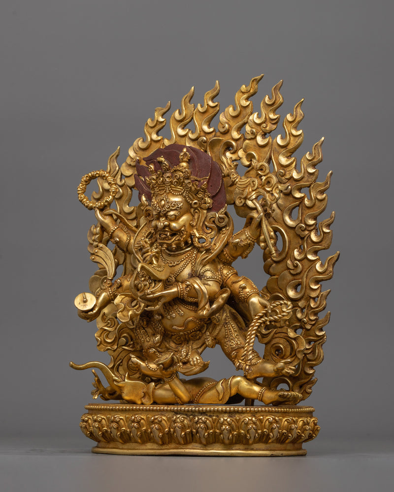 Wrathful Six-Armed Mahakala Sculpture | Spiritual Protector of Dharma