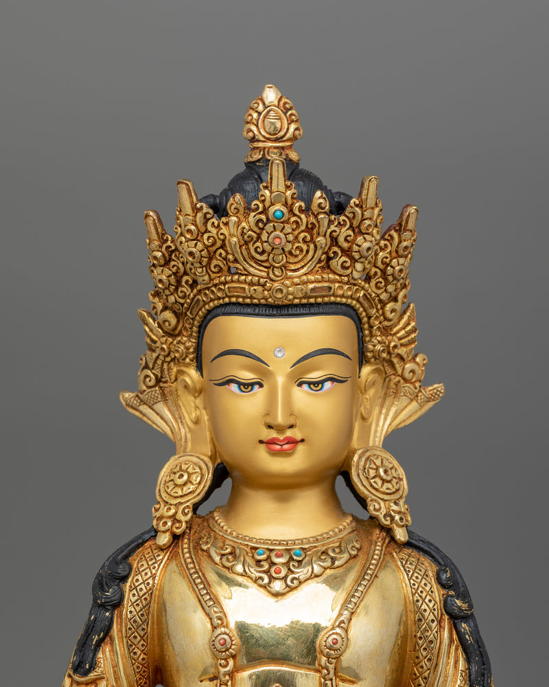 Amitayus Bodhisattva of Boundless Life and Infinite Wisdom | Traditional Nepali Artwork