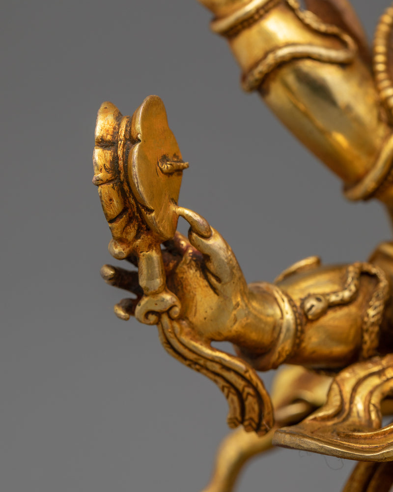 Six-Armed Mahakala Protector Deity Statue | 24K Gold Protector Artwork