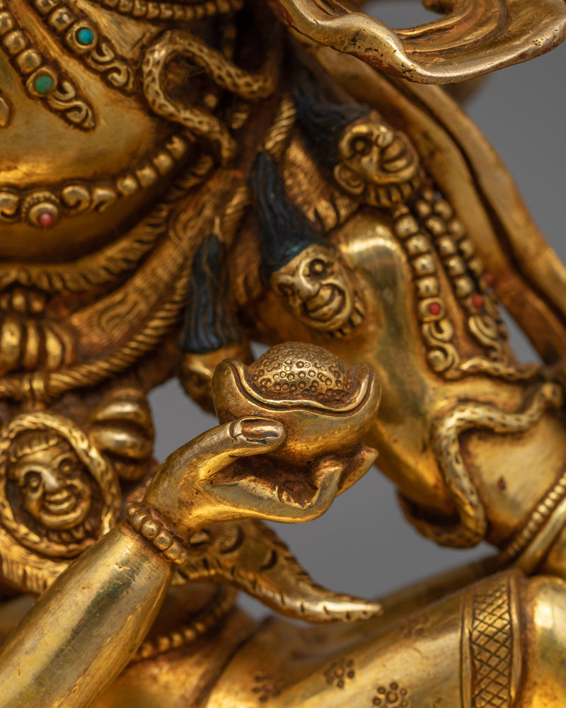 Six-Armed Mahakala Protector Deity Statue | 24K Gold Protector Artwork