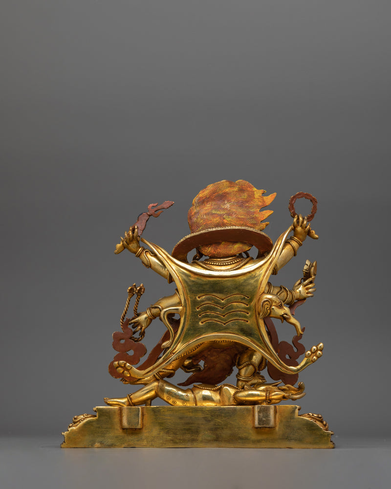 Six-Armed Mahakala Protector Deity Statue | 24K Gold Protector Artwork