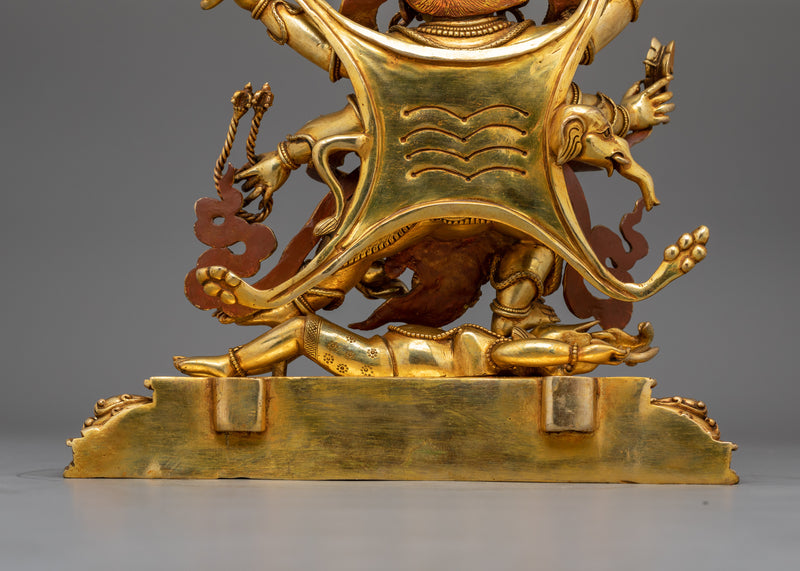 Six-Armed Mahakala Protector Deity Statue | 24K Gold Protector Artwork