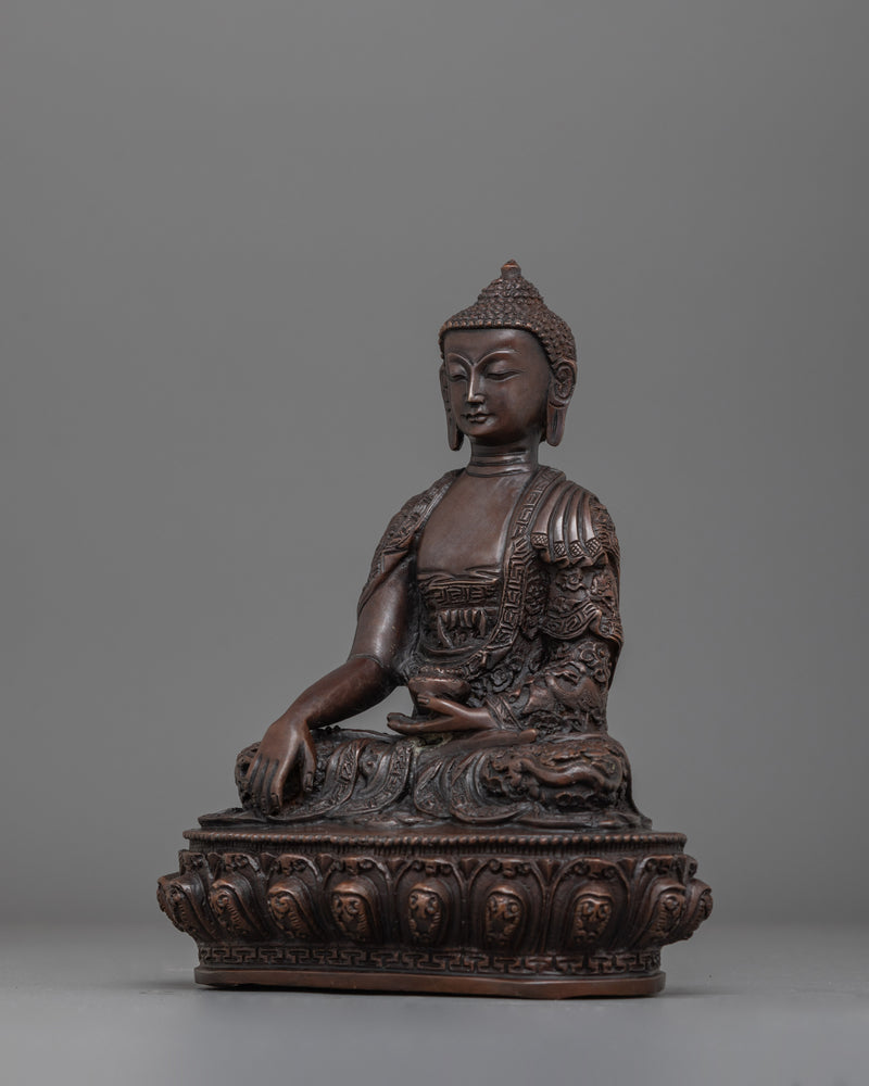 8.1 Inch Shakyamuni Oxidized Buddha Statue | 20.5cm Buddhist Sculpture