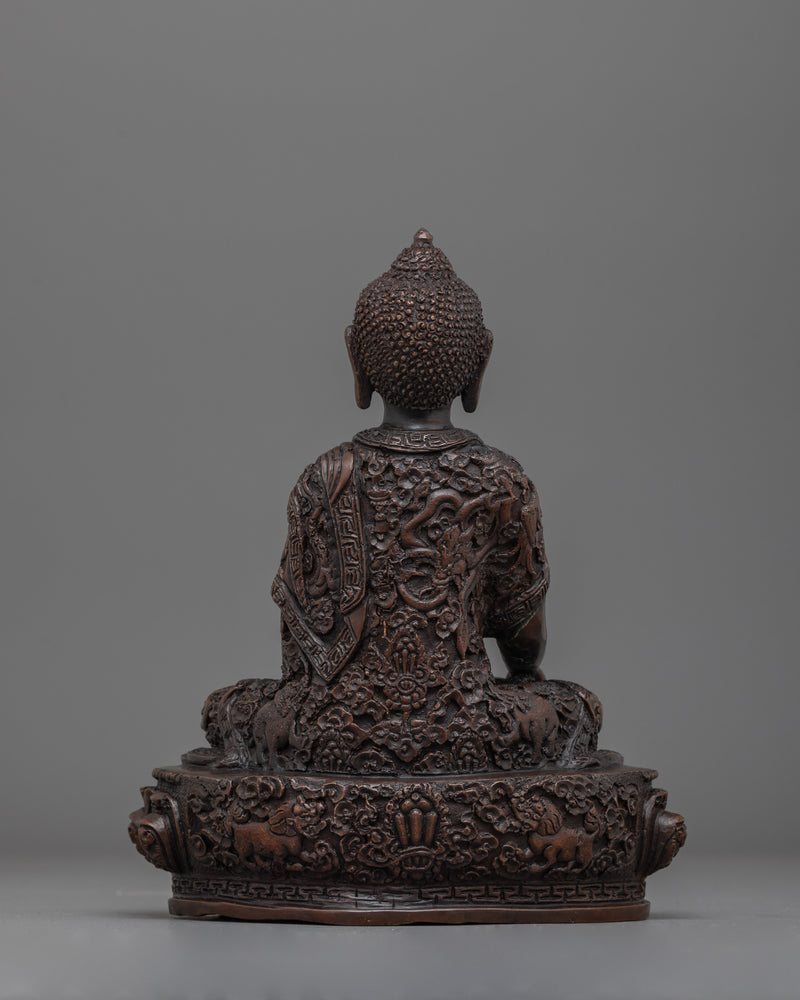 8.1 Inch Shakyamuni Oxidized Buddha Statue | 20.5cm Buddhist Sculpture