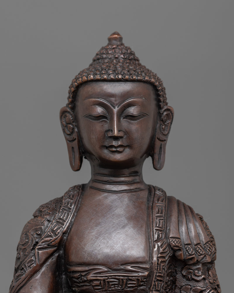 8.1 Inch Shakyamuni Oxidized Buddha Statue | 20.5cm Buddhist Sculpture