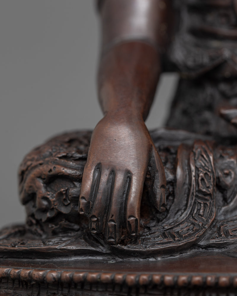 8.1 Inch Shakyamuni Oxidized Buddha Statue | 20.5cm Buddhist Sculpture