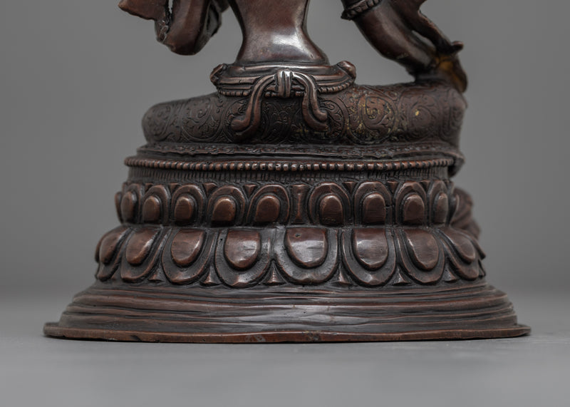 Tranquil Oxidized Green Tara Statue | Mother of Liberation