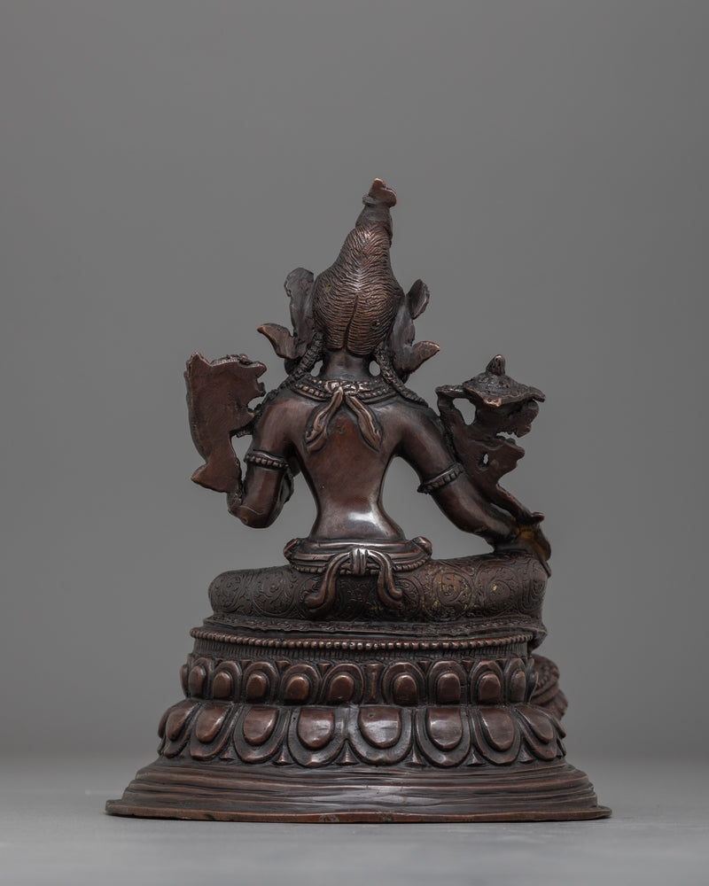 Tranquil Oxidized Green Tara Statue | Mother of Liberation