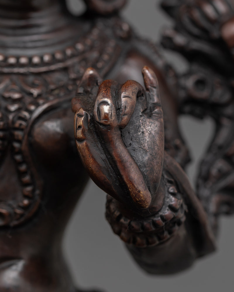 Tranquil Oxidized Green Tara Statue | Mother of Liberation