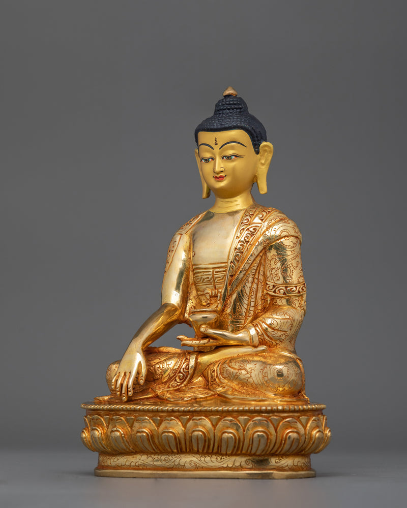 Handcrafted Enlightened Buddha Shakyamuni Statue | 24K Gold Gilded Artwork